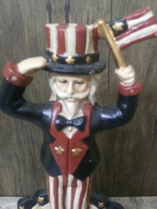 Vintage Cast Iron Door Stop,  Book End,  Uncle Sam,  Patriotic,  Americana 12 