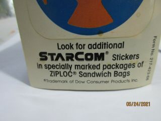 1987 Coleco StarCom Sticker DASH - Col James Derringer Ziploc Giveway bags 2