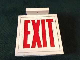 Vintage Lighted Exit Sign Top Mounted With Wires 9 1/4 " X 8 1/2 "