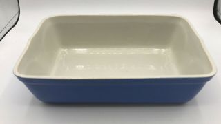 Vintage Hall Pottery Blue Casserole Baking Dish 10.  5” X 6.  5” Westinghouse 2 Qt