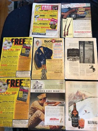 8 Vtg Magazines Sports Afield 1941 1942 1943 1944 Ads Art History Hunting Guns 2