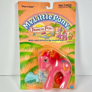 Vintage G1 My Little Pony Tropical Pina Colada Hot Pink 1989 Factory