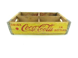 Vintage Yellow Wooden Coca Cola Soda Crate Carrier (chattanooga 1965) Denver Colo