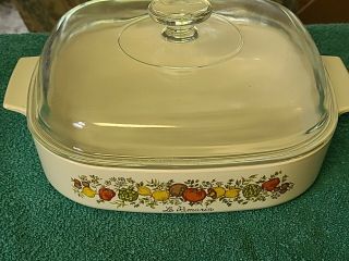 Vintage Corning Ware A - 10 - B With Lid Spice Of Life Le Romarin 9 3/4 X 9 3/4 X 2