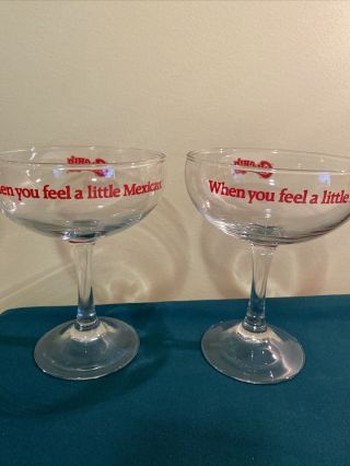 Set Of 2 Vintage Chi - Chi’s Restaurant Margarita Glasses.  “When You Want To Be. 2