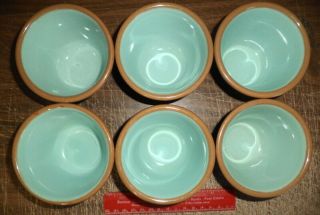 6 Mcm Vintage Taylor Smith & Taylor Chateau Buffet Custard Cups Turquoise Brown