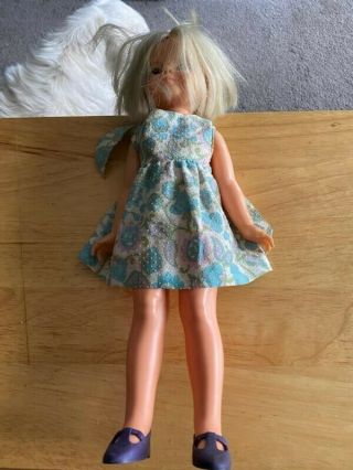 Vintage 1970 Ideal Crissy Family Velvet Doll In Dress And Shoes Needs Cleaning