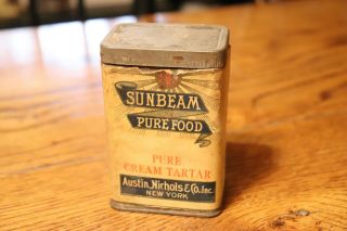 Antique Sunbeam Tartar Spice Tin York Ny Country Store Can Vintage Grocery
