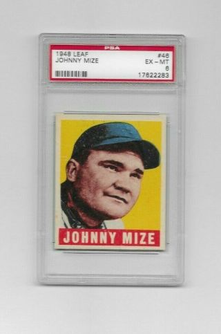 1948 Leaf Johnny Mize 46 Ex - Mt,  Psa 6