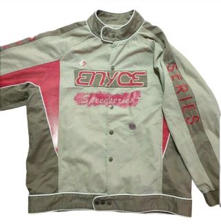 Vintage Mens Enyce Speed Series Racing Jacket Size S Beige Red