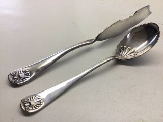 Vintage Rogers And Bro Silverplate Shell Pattern Spoon And Master Butter Knife