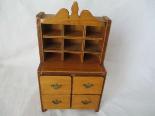 Vintage Antique Miniature Wood Doll House Furniture China Cabinet Dresser