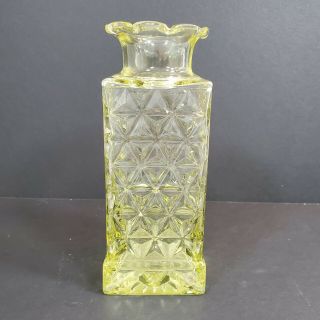 Vintage Imperial Glass Co.  Yellow Square Bud Vase Mt.  Vernon Aka Diamond Block