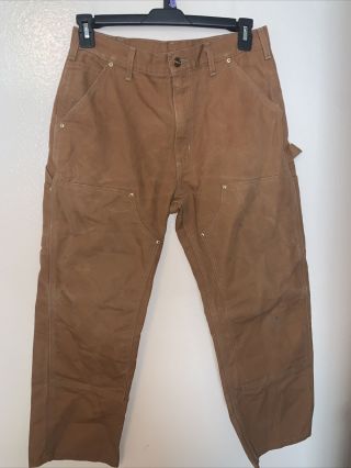 Vintage Carhartt B01 Brn Double Knee Pants 30x28 Made In Usa Distressed