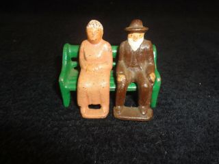 Vintage Old Man & Old Woman Sitting On Bench