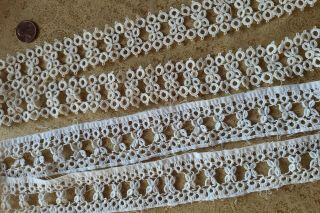 2 Pretty Vintage Tatted Lace Trim 2 Yards Insertion Slotted For Ribbon