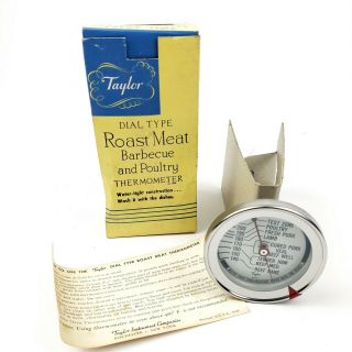 Vintage Taylor Dial Type Roast Meat Barbecue Poultry Thermometer Old Stock