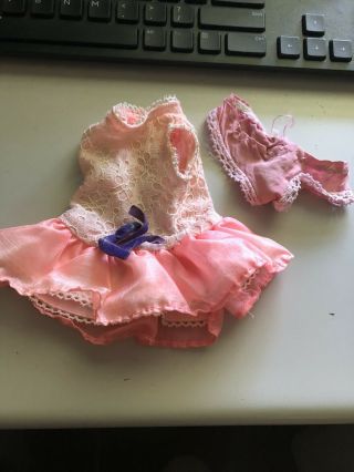 Vintage Crissy’s Cousin,  Velvets Doll Pink Dress And Undies.