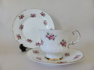 Vintage Elizabethan Bone China Teacup Trio,  Pink Roses Tea Cup,  Plate And Saucer