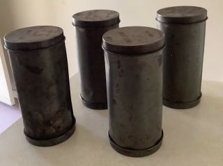4 X Vintage Retro Willow Meat Loaf Tins Cylindrical