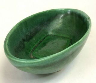 California Usa Pottery Oval Bowl Green Drip Glaze P 14 9 3/4 " X 5 " Vintage