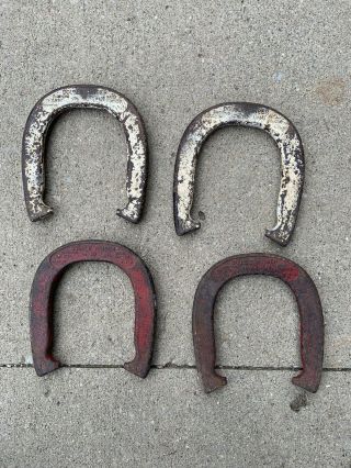Vintage Set Of Diamond Duluth Double Ringer Horseshoes 2 - 1/2 Lbs A & B