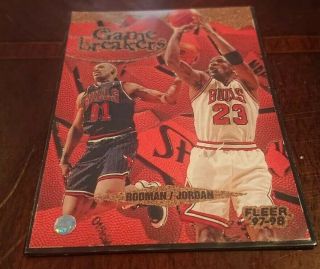1997 - 98 Fleer Game Breakers 1 Dennis Rodman Michael Jordan Bulls