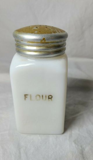 Vintage Hot Point Mckee White Milk Glass Flour Shaker And Lid