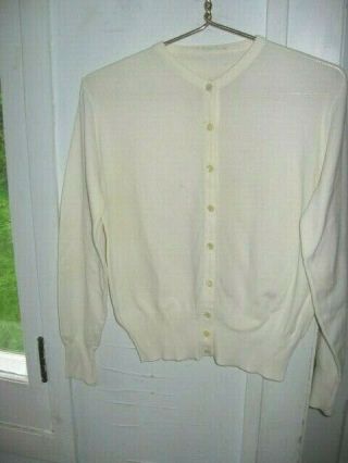 Vintage Off White 1960s Style Front Button Cardigan Sweater