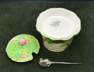 Vintage Royal Winton Grimwades Pastel PIXIE Ware Preserve / Jam Pot with Spoon 3