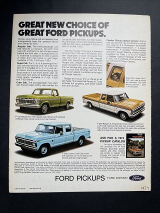 Vintage 1974 Ford Truck Bifold Sales Brochure 2