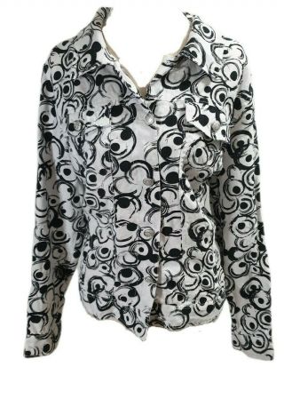 Carole Little Pure Linen Art To Wear Plus Sz X1 16 To 18 Jacket White Black