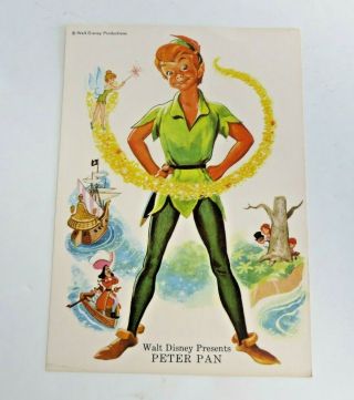 Vintage Walt Disney Productions Peter Pan Card 5 " X 7 " 14224