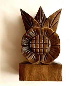 Vintage Sunflower Napkin Or Letter Holder,  Carved Wood