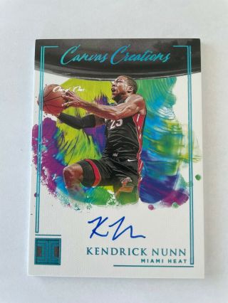 2020 - 21 Panini Impeccable Canvas Creations Kendrick Nunn On Card Auto 1 Of 1