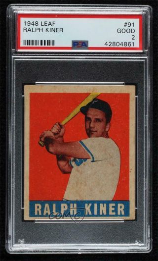 1948 Leaf Ralph Kiner 91 Psa 2 Good Rc Rookie Hof