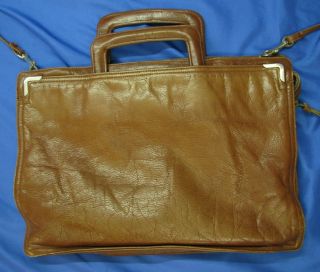 Palizzio Vintage Brown Leather Bag Pull - Up Handles Briefcase Folio Attache