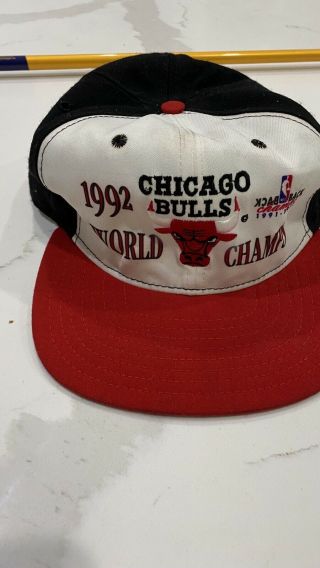 Vintage Era 1992 World Champs Chicago Bulls Hat Pro Model Snapback Usa 2