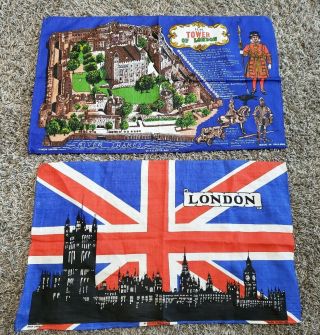 Vtg 2 Union Linen London / Tower Towels Made In Ireland Great Britainby Ulster