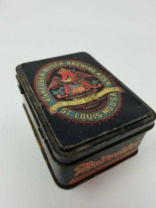 Vintage Hudson Scott Anheuser Busch Brewing Assn.  Playing Cards Metal Tin Box