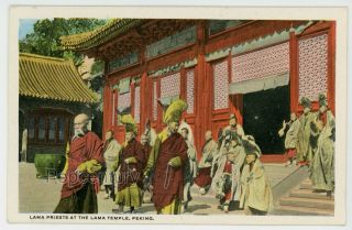 Vintage China Postcard 1920s Peking Lama Temple Priests Camera Craft Co.  Beijing