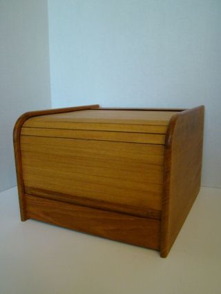 Vintage Wood Roll - Top Desk Top Organizer Storage
