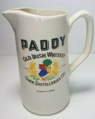 Vintage Paddy Old Irish Whiskey Water Pub Pitcher Cork Distilleries Ireland