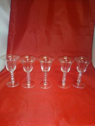 5 Vintage Imperial Candlewick Crystal Wine Goblets 5 1/2 " Stem 3400