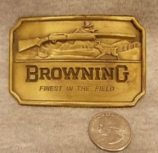 Browning Indiana Metal Craft Brass Belt Buckle Vintage 1970s