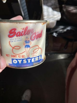 Vintage Sailor Girl Oyster Can