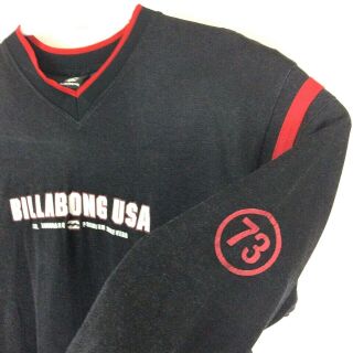 Vintage Billabong Usa Grey & Red Long Sleeve Shirt Top Mens Size L Surfer Beach