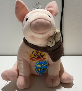 Vintage Blockbuster Video Store Exclusive,  Babe Pig Plush Toy With Mice & Tags