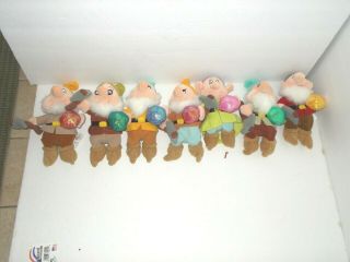 Disney Store Seven Dwarfs 7 Mini Bean Bag Plush Set Stuffed Animals Vintage