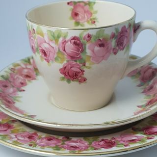Antique Vintage Royal Doulton Raby Rose Trio,  Cup,  Saucer,  Plate 1930 